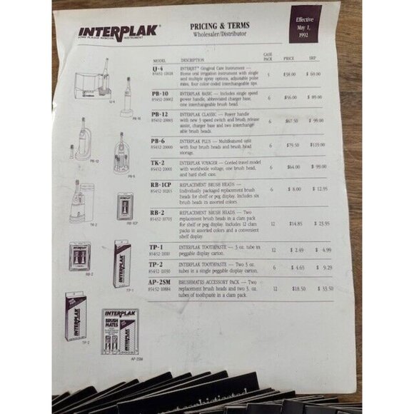 Interplak Plaque Removal Instrument Pricing Wholesaler Distributor 1992 Pamphlet - Picture 2 of 6